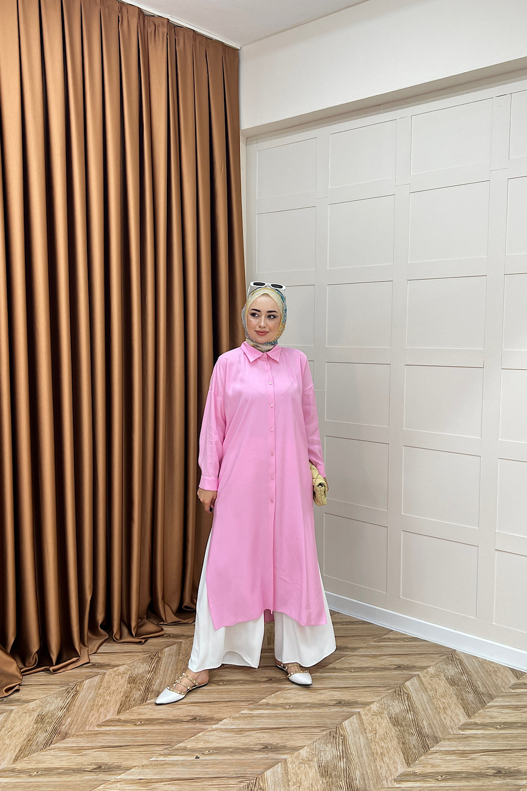 Cupra Uzun Tunik Pembe 02760-PEMBE