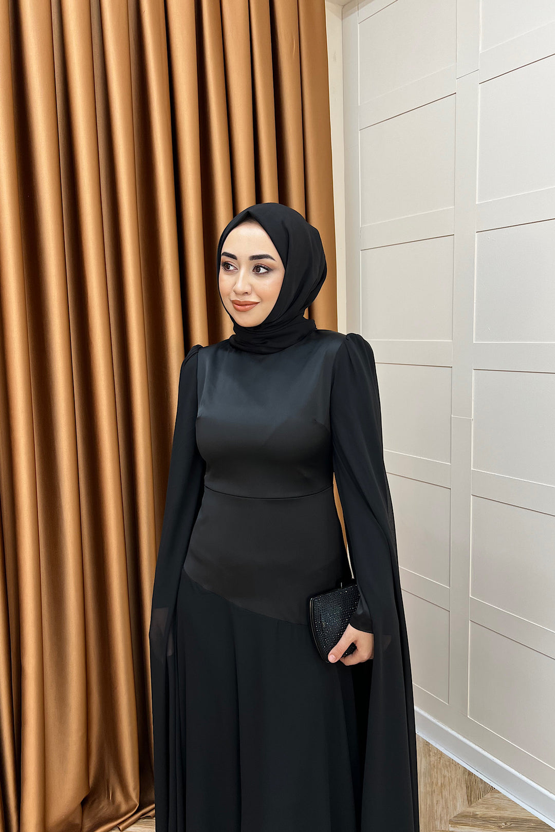 Lucca Saten Garnili Abiye Siyah 3077-SIYAH
