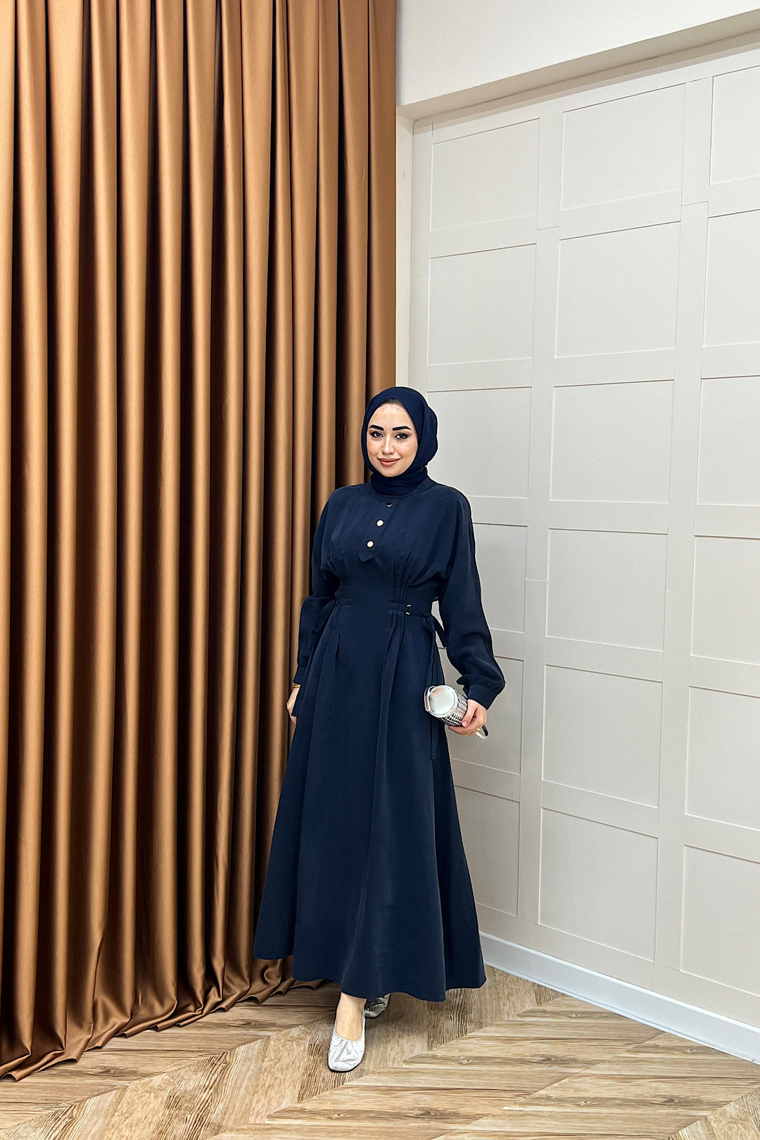 Maya Bel Detay Elbise Lacivert 3034-LACIVERT