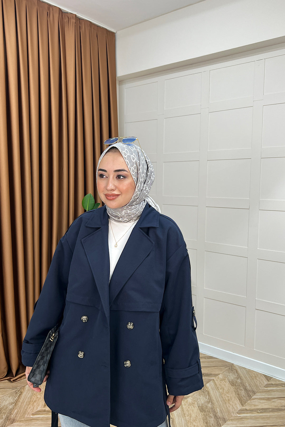 Pera Kuşaklı Trençkot Lacivert 5534-LACIVERT