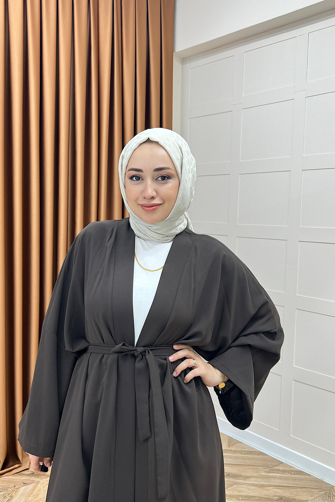 Mina İkili Kimono Takım Kahverengi 8571-KAHVERENGI