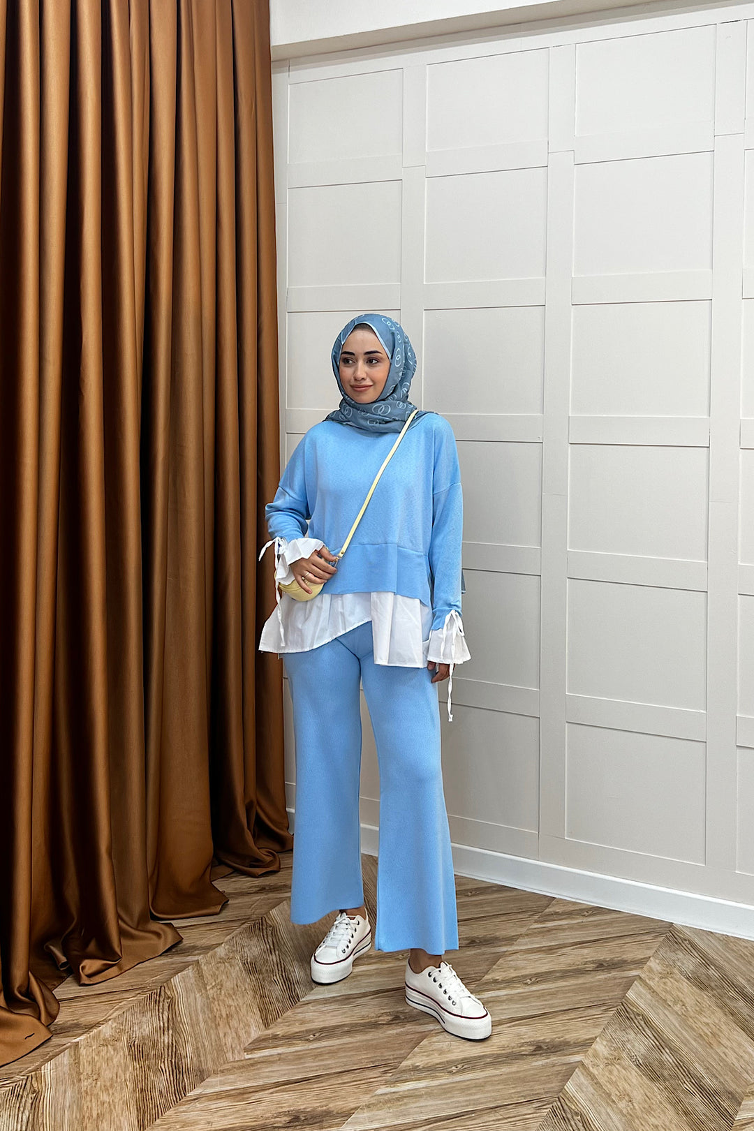 Truva Gömlek Detay Merserize Triko Takım Mavi 25350-MAVI