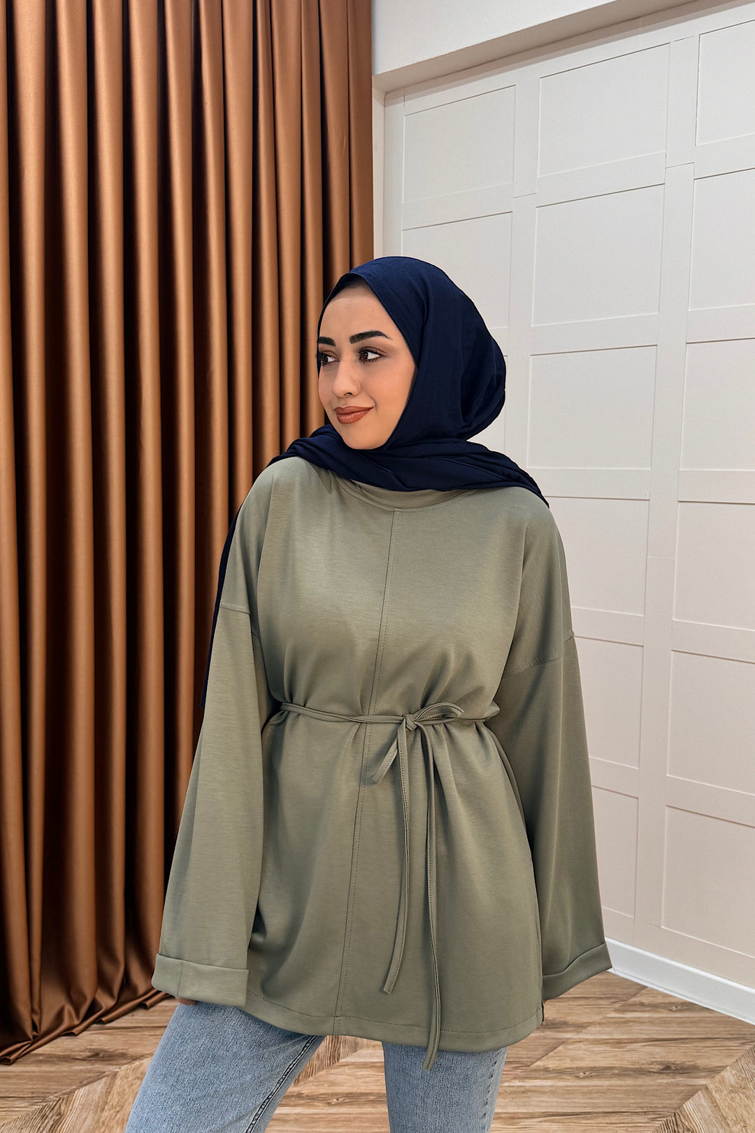 Türev Duble Kol Tunik Yeşil 6060-YESIL