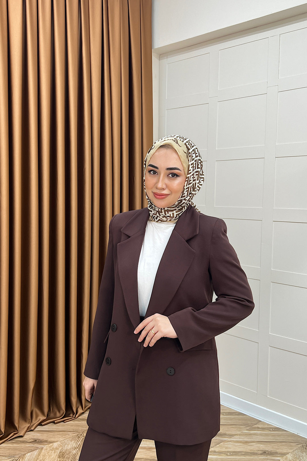 Dört Düğme Ceket Takım Kahverengi 6152-KAHVERENGI