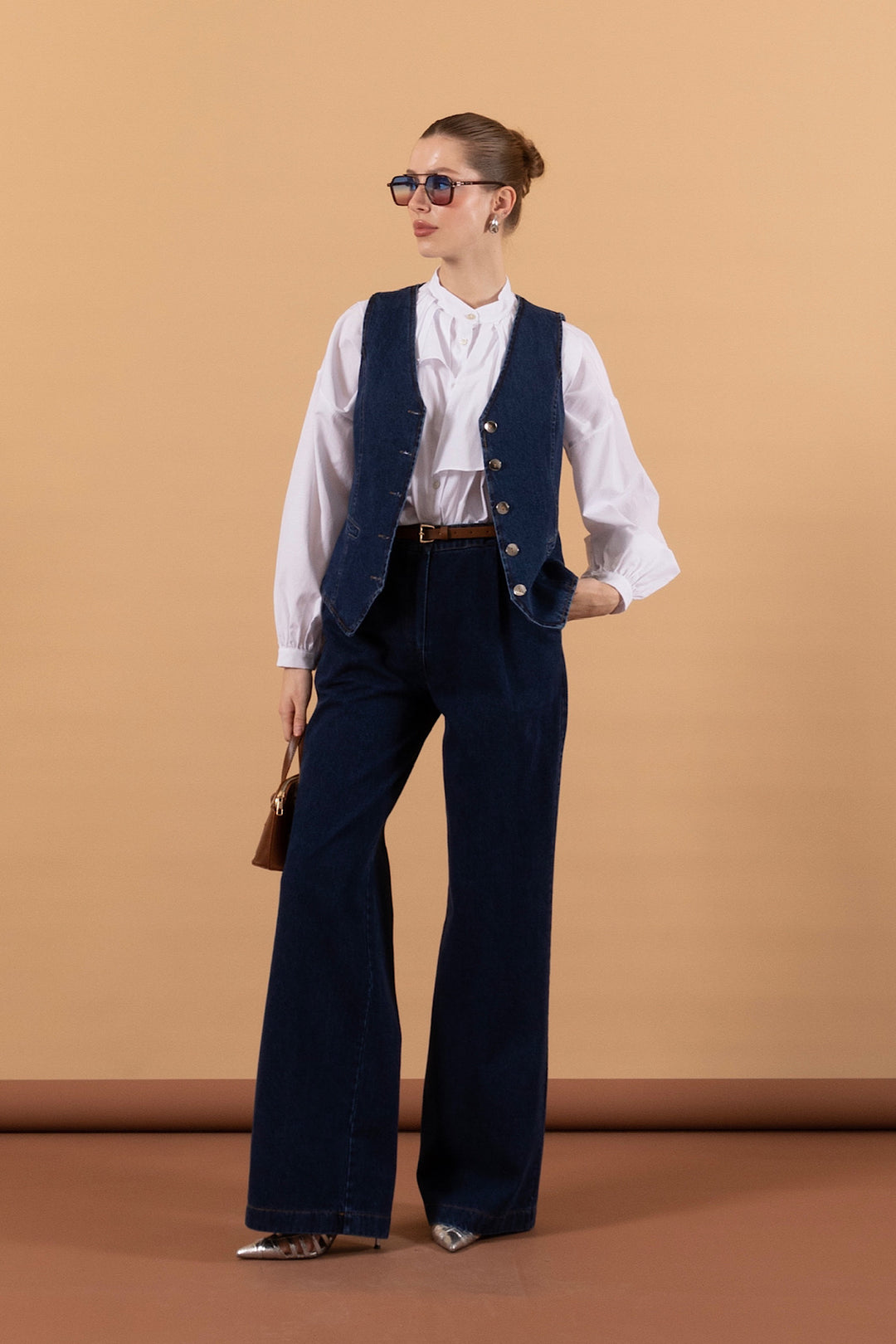 İkili Denim Yelek Takım Lacivert 6190-LACIVERT