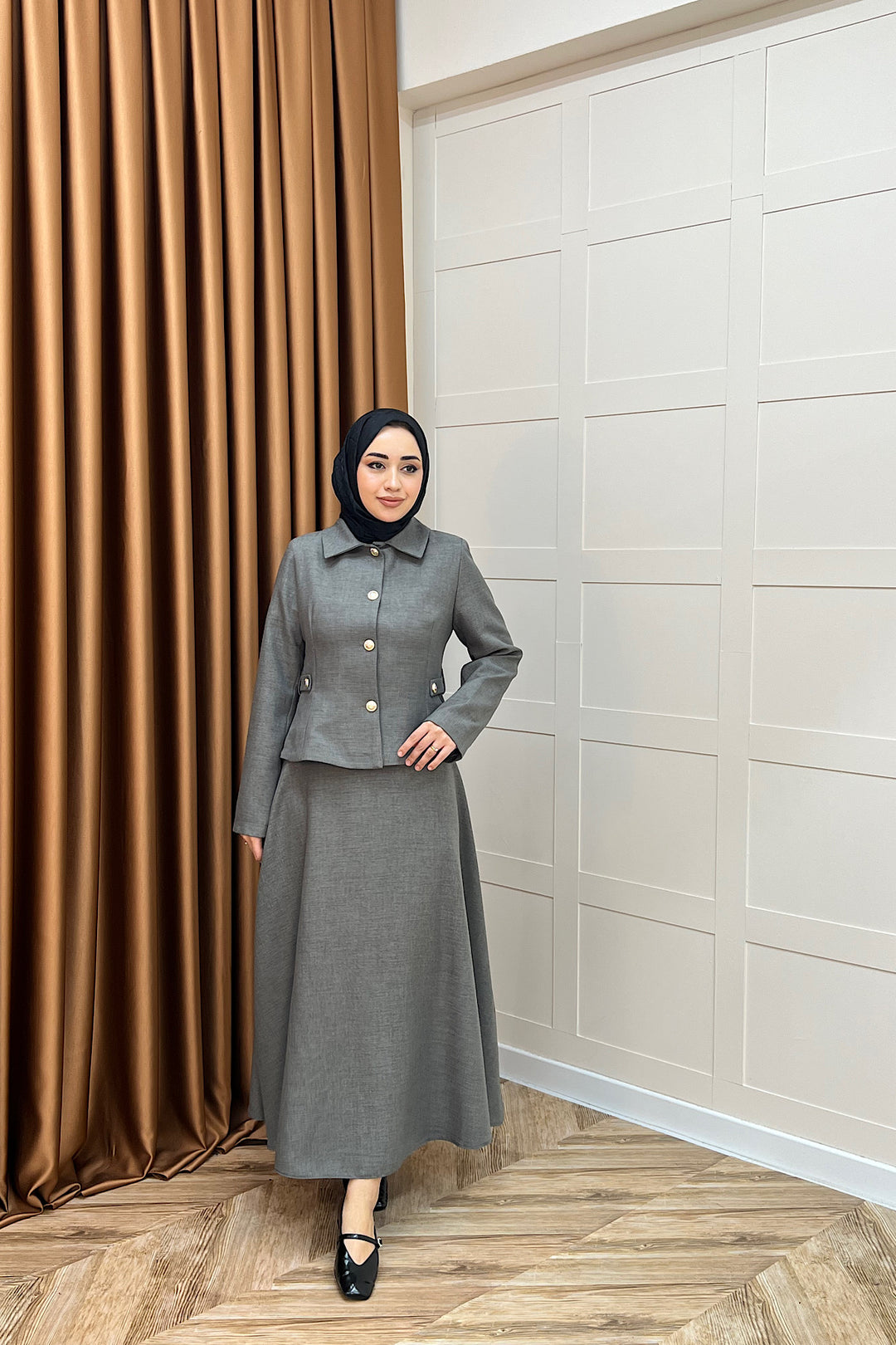 Pırlanta Etek Takım Gri 3179-GRI