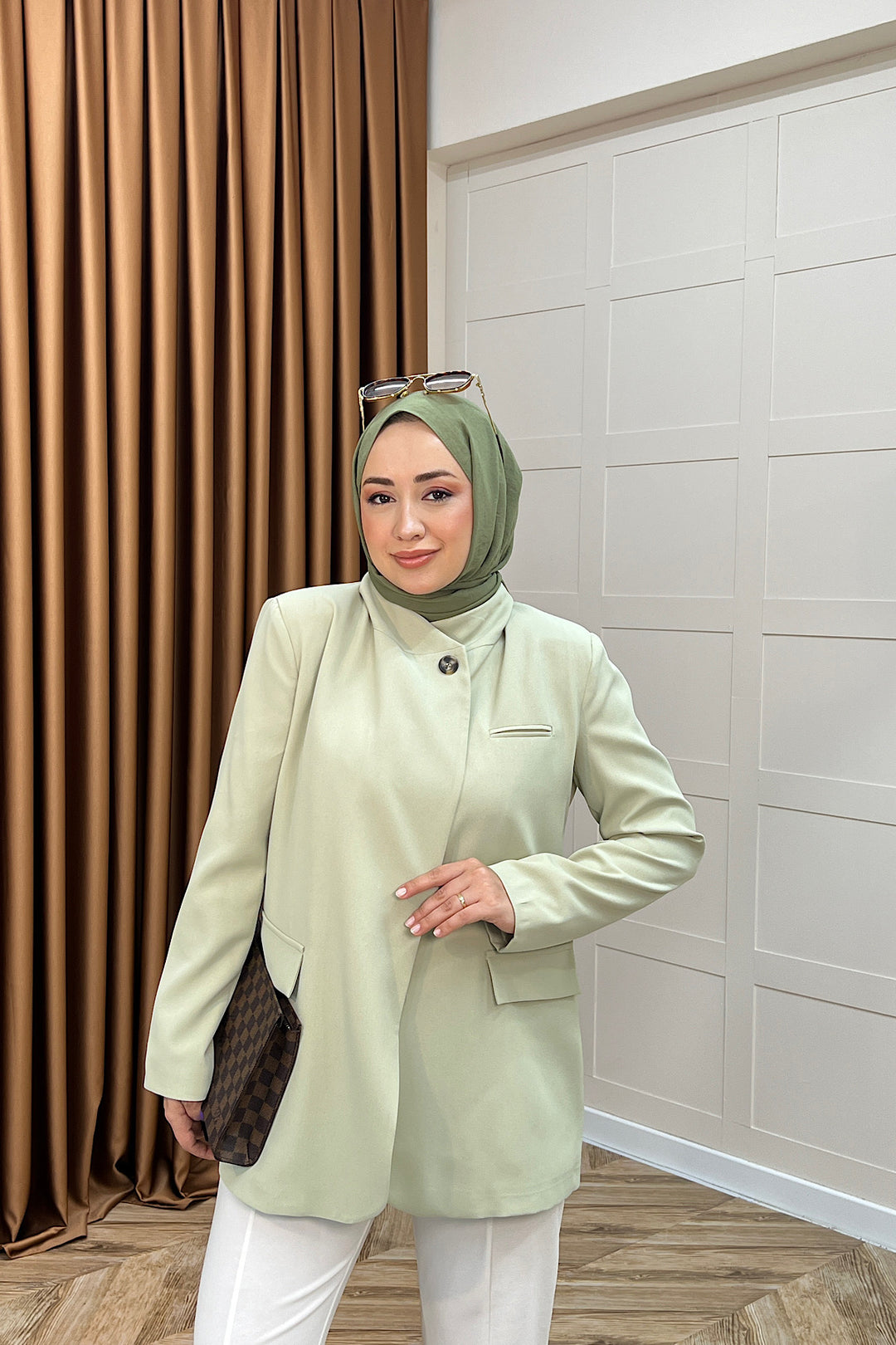 Sara Blazer Ceket Yeşil 70147-YESIL