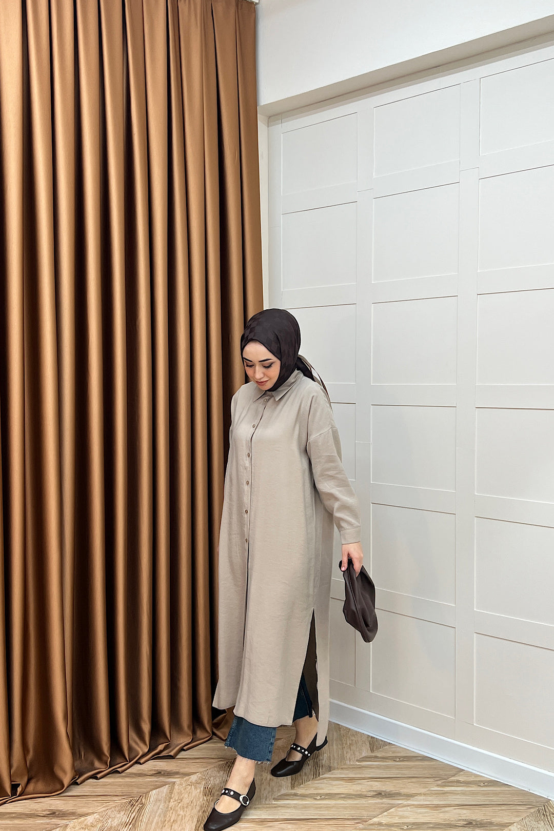 Cupra Uzun Tunik Vizon 02760-VIZON