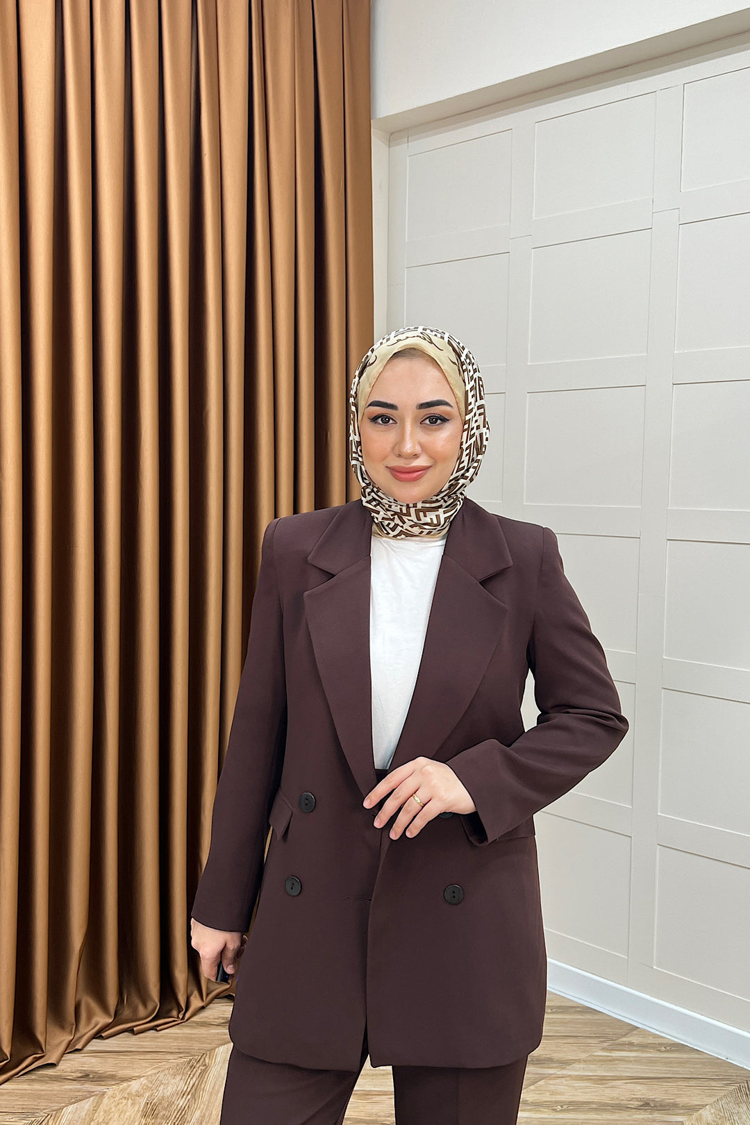 Dört Düğme Ceket Takım Kahverengi 6152-KAHVERENGI