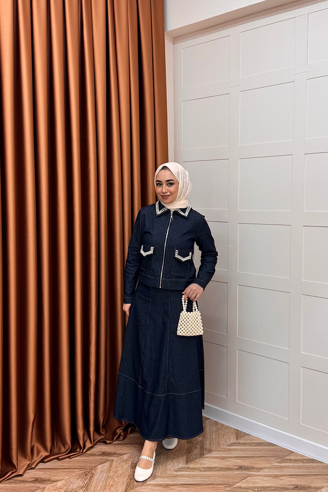 Klara İnci Detay Kot Takım Lacivert 3095-LACIVERT