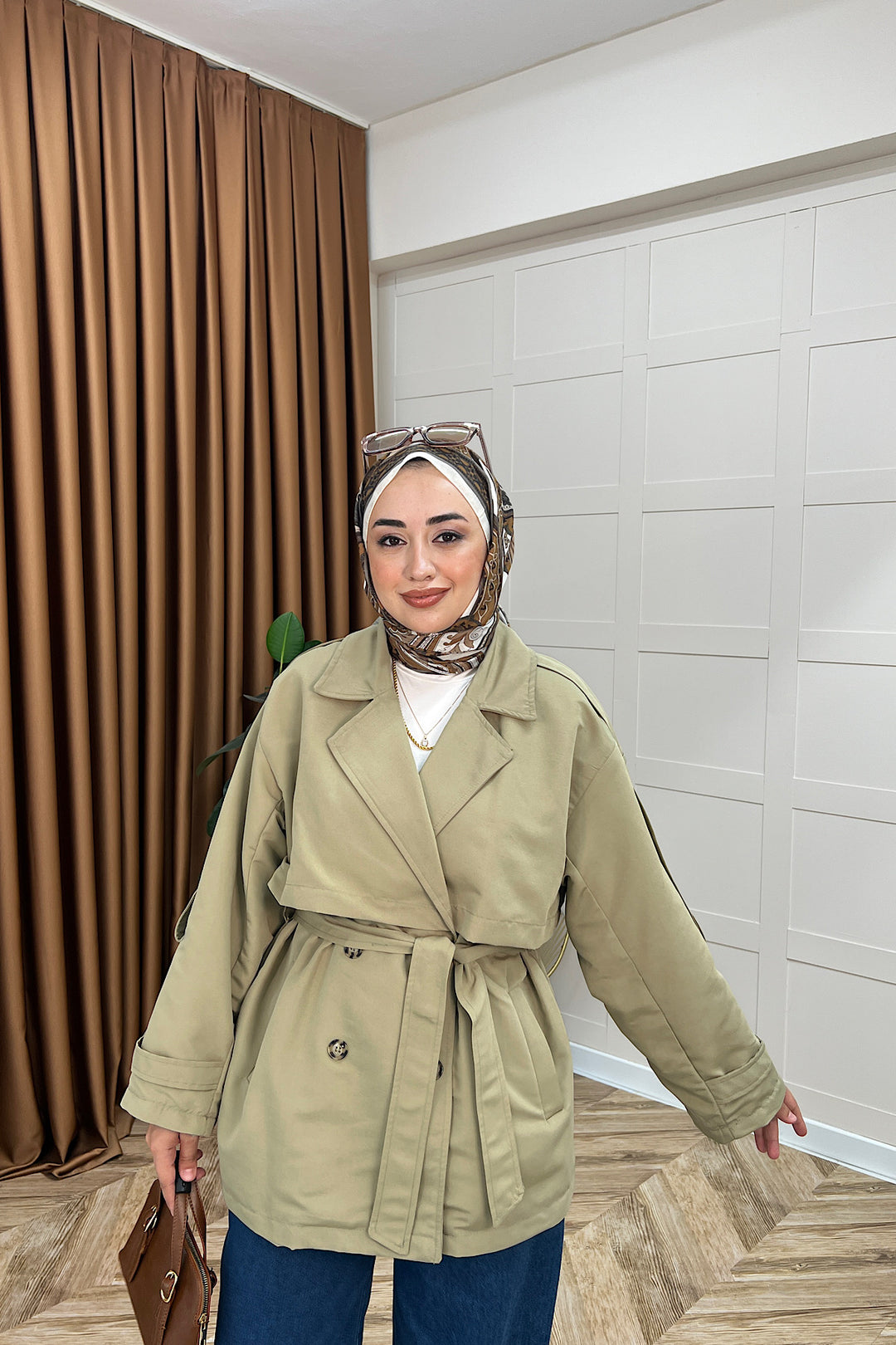Pera Kuşaklı Trençkot Çağla Yeşili 5534-CAGLAYESILI