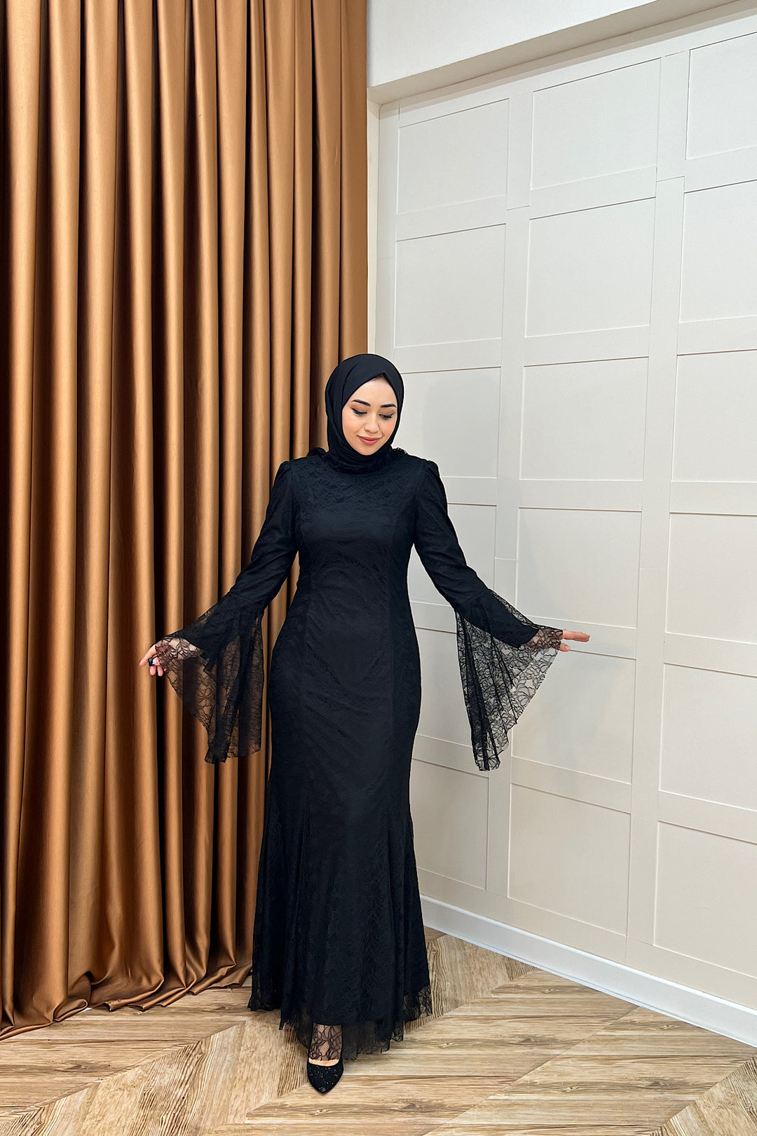 Lucia Dantel Balık Abiye Siyah 3085-SIYAH