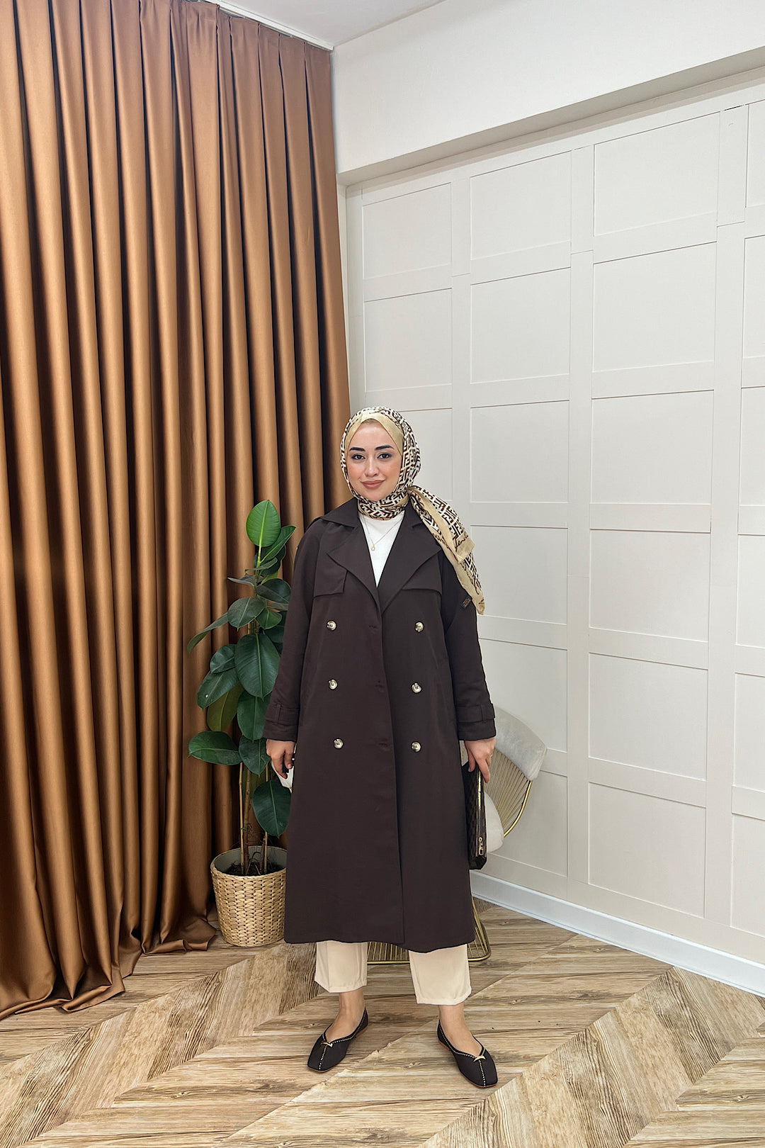 Hazel Astarlı Trençkot Kahverengi 5532-KAHVERENGI