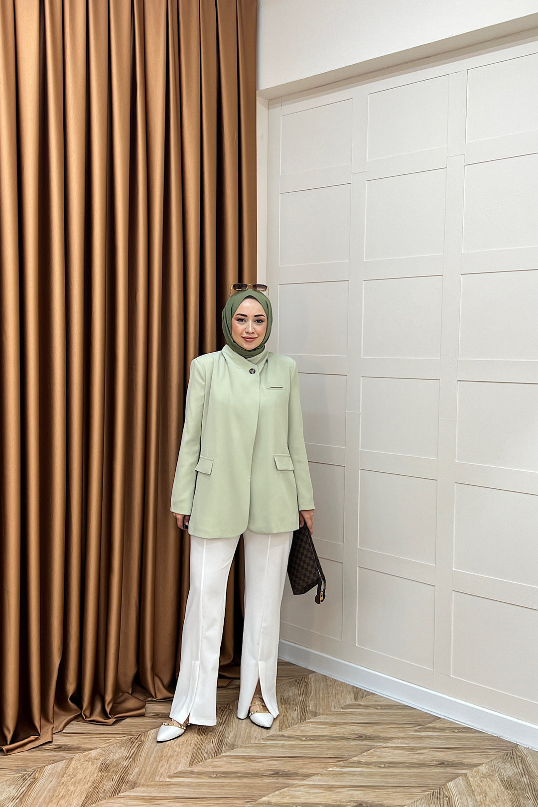 Sara Blazer Ceket Yeşil 70147-YESIL