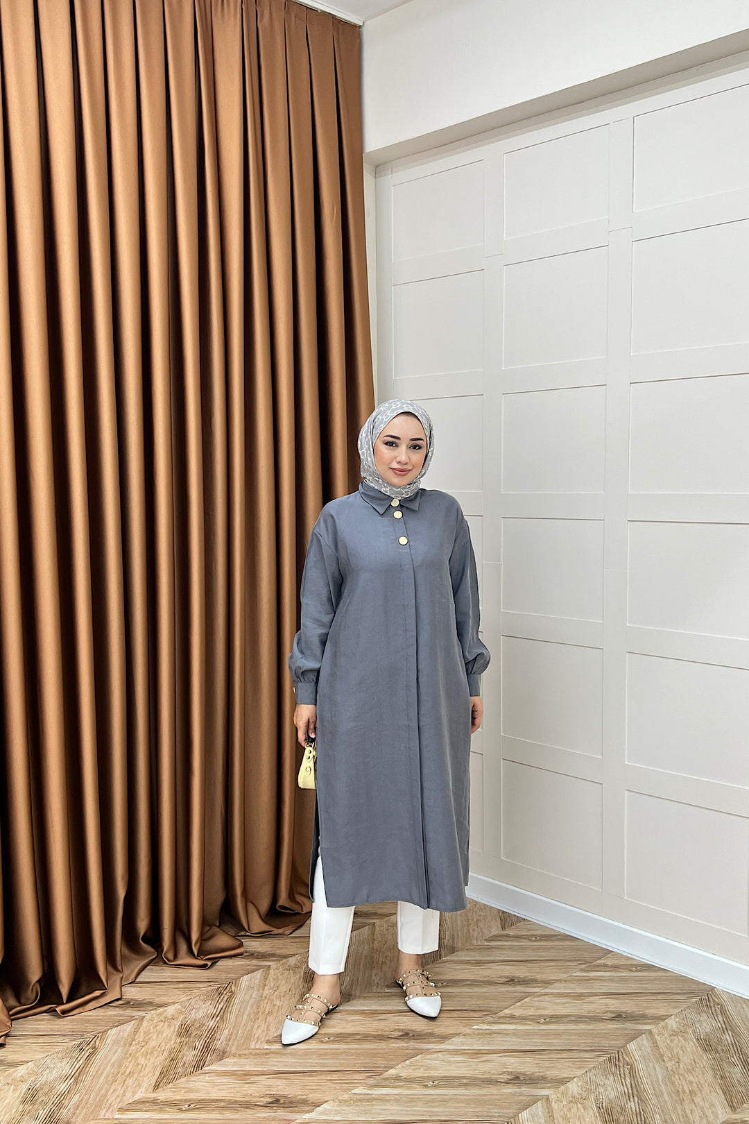 Zaina Uzun Tunik Gri 6523-GRI