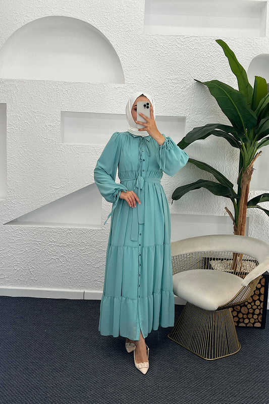 Belinda Şifon Elbise Mint Mavisi 3043-MINTMAVISI