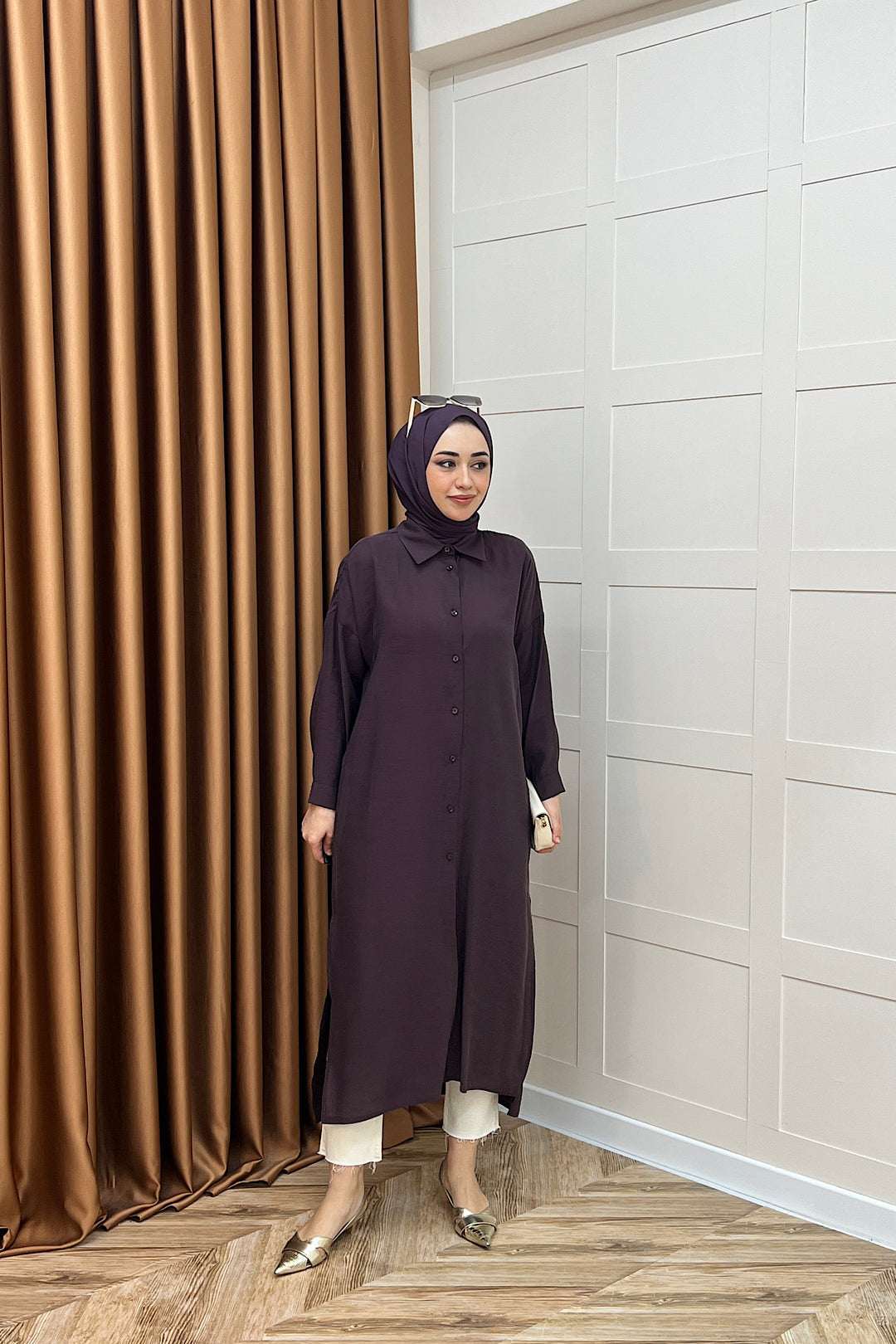 Cupra Uzun Tunik Mürdüm 02760-MURDUM