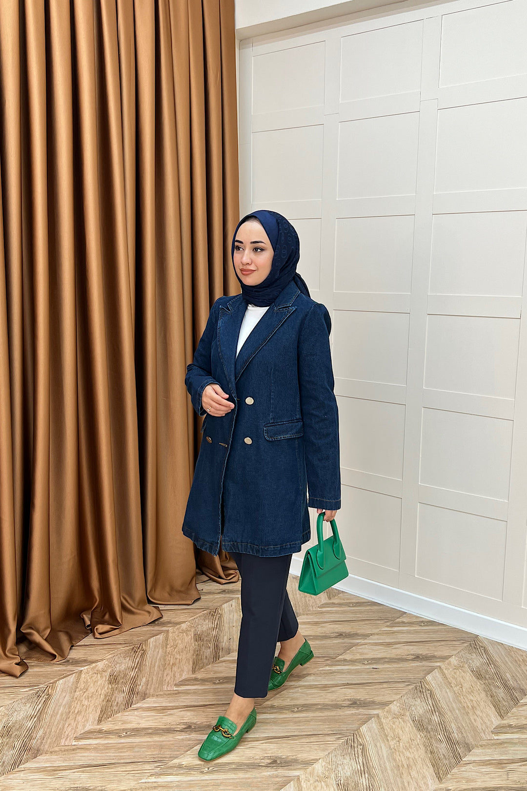 Dört Düğme Kot Ceket Lacivert 6187-LACIVERT