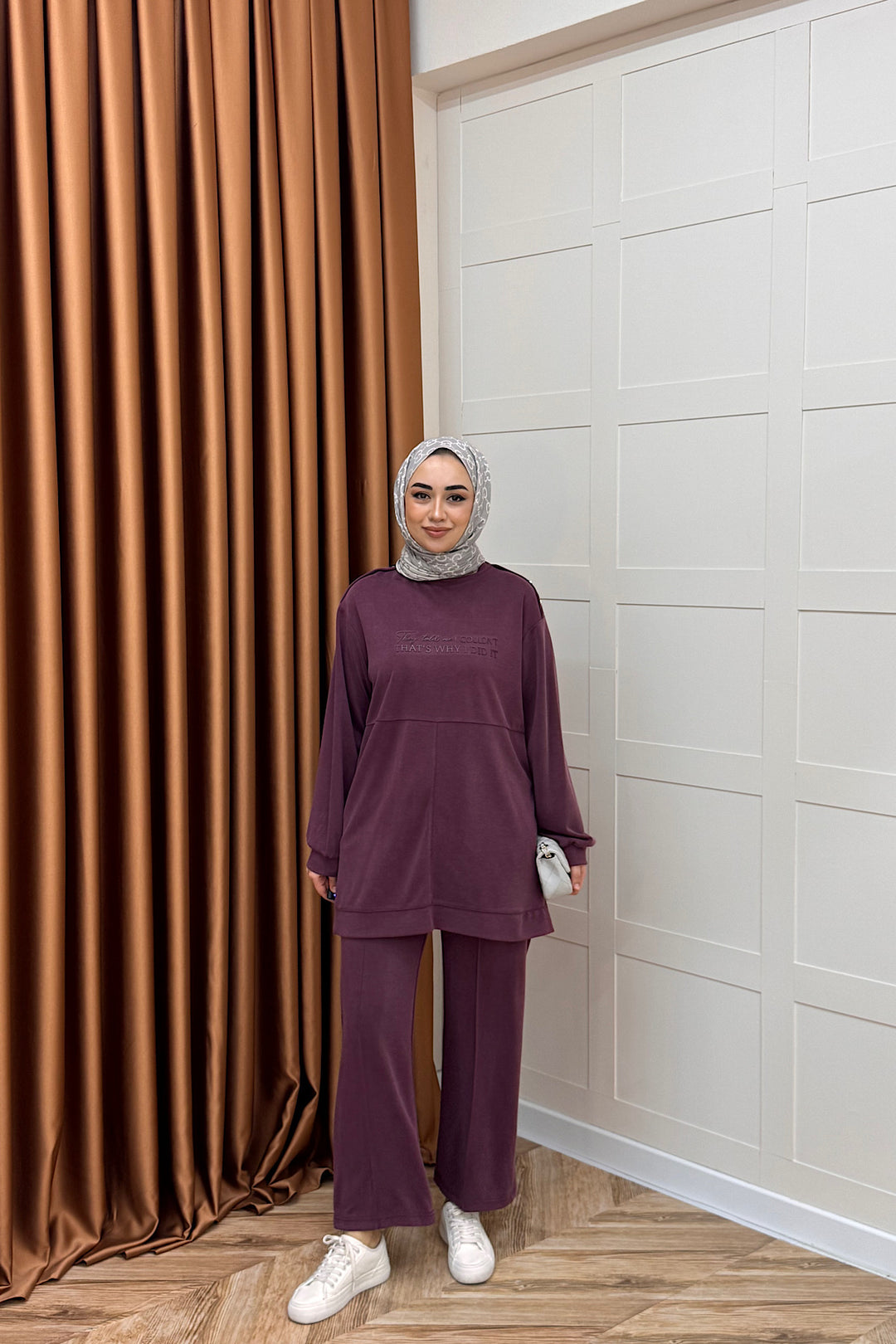 Parla Pike Omuz Detay İkili Takım Mürdüm 03009-MURDUM