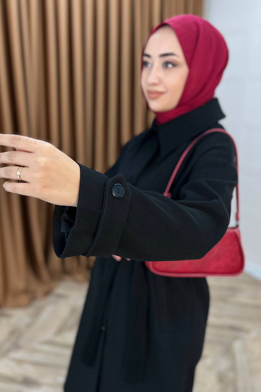 Parla Premium Kumaş Kaban Siyah 5516-SIYAH