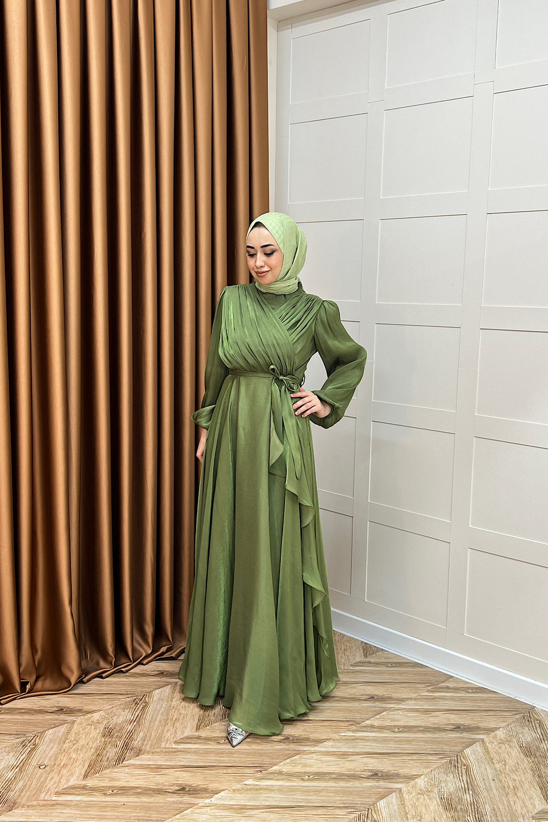Luna Saten Abiye Yeşil 3072-YESIL