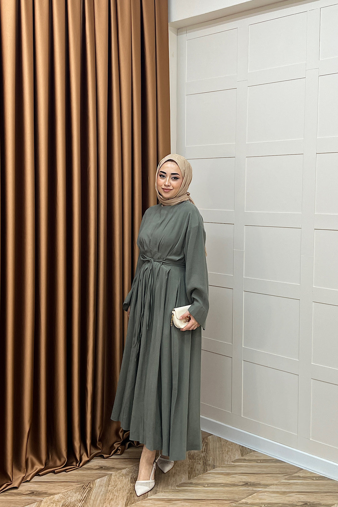 Alya Belden Bağlamalı Elbise Yeşil 39020-YESIL