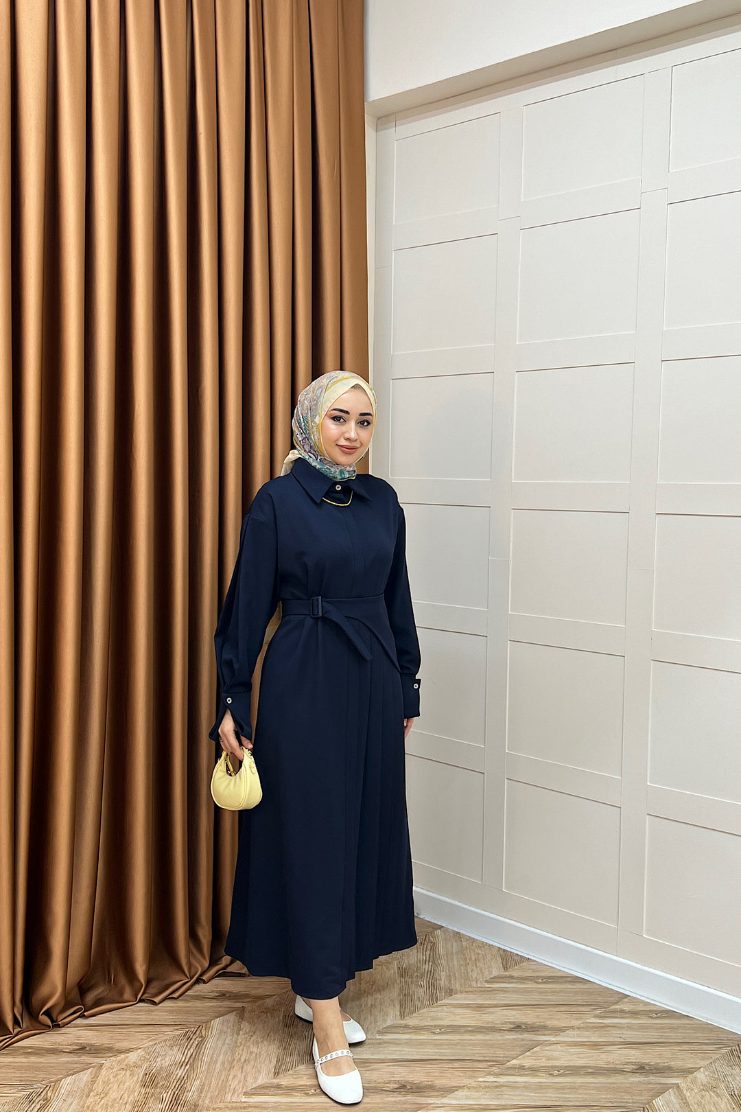 Aliza Pile Detay Elbise Lacivert 3182-LACIVERT