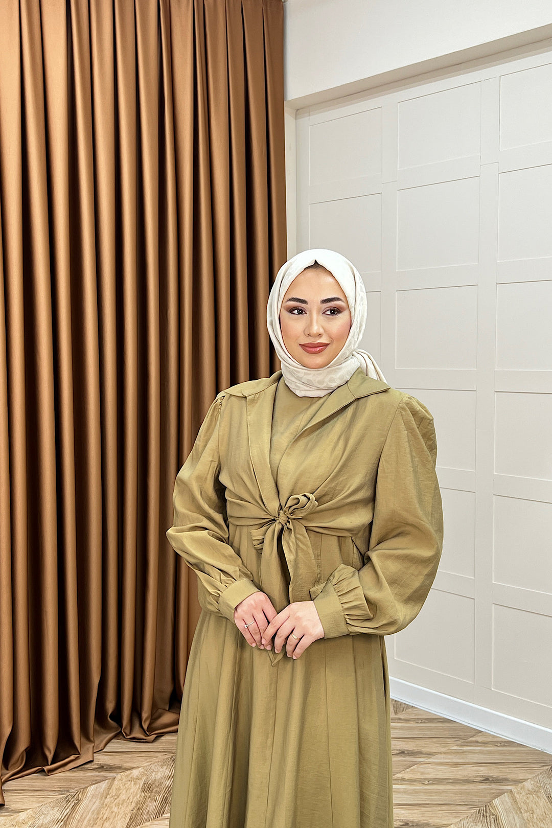 Liana İkili Elbise Yağ Yeşili 2352-YAGYESILI