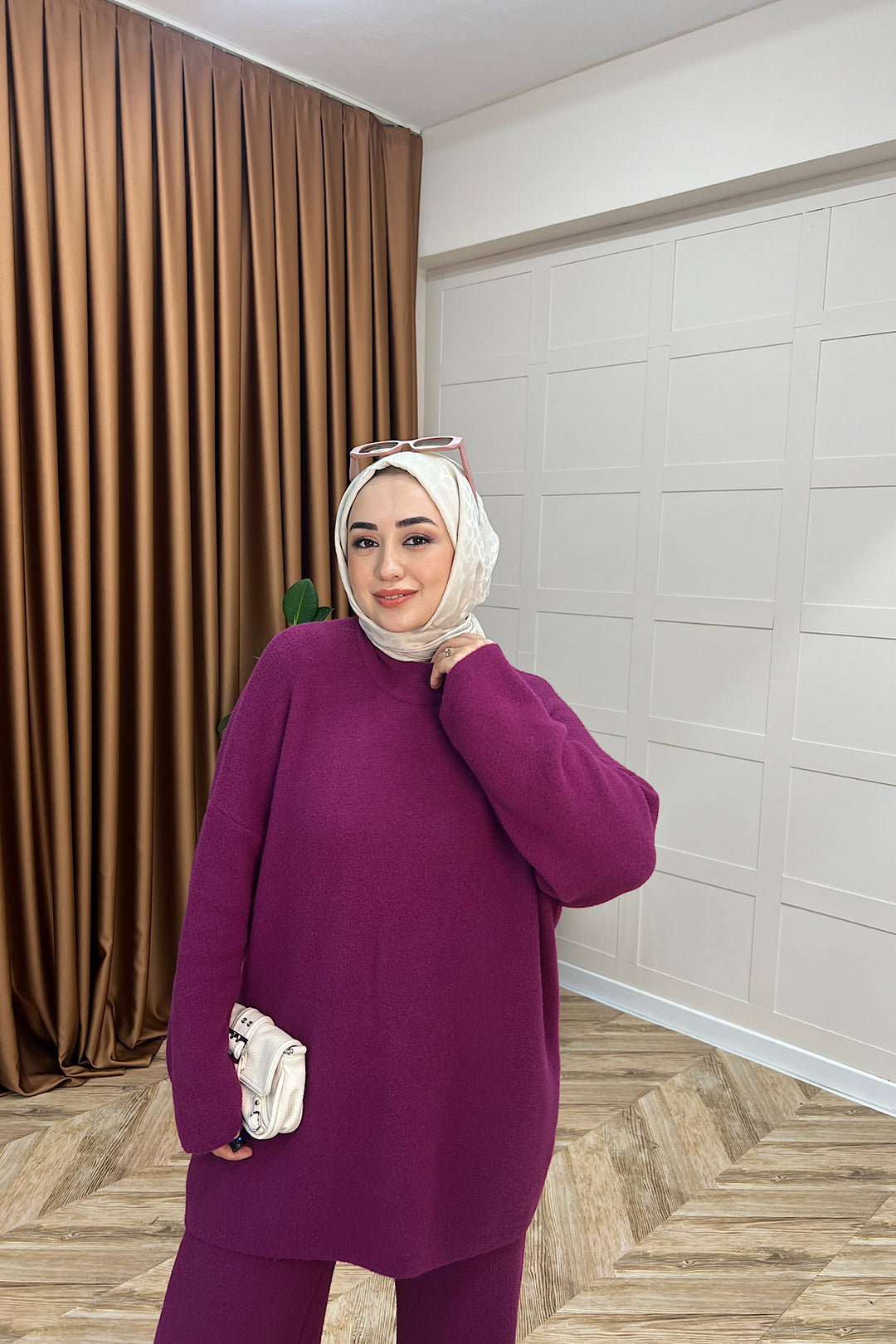 Dilşah Angora İkili Triko Takım Mürdüm 25650-MURDUM
