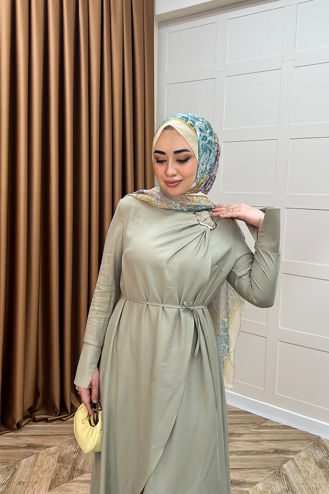 Paria Toka Detay Elbise Yeşil 3345-YESIL