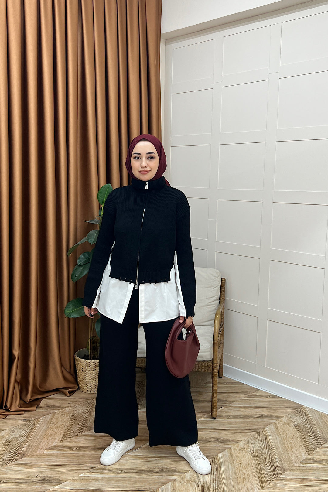 Nora Gömlek Detay İkili Takım Siyah 26170-SIYAH