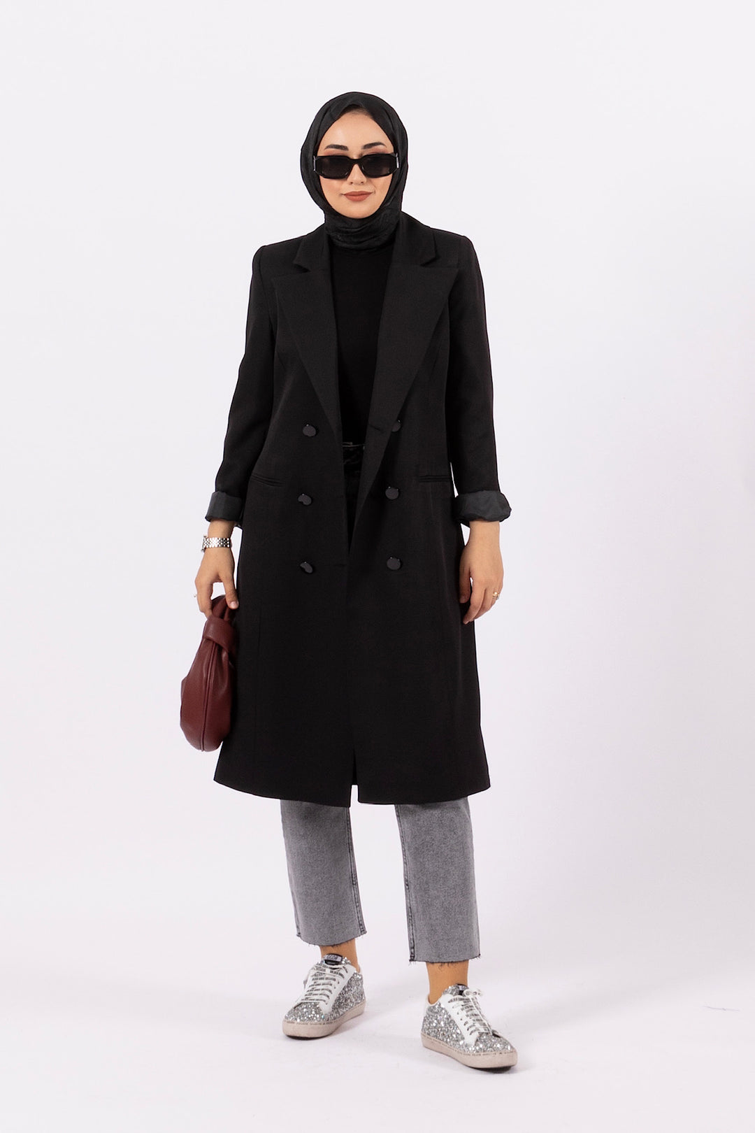 Uzun Blazer Ceket Siyah 24K6109-SIYAH