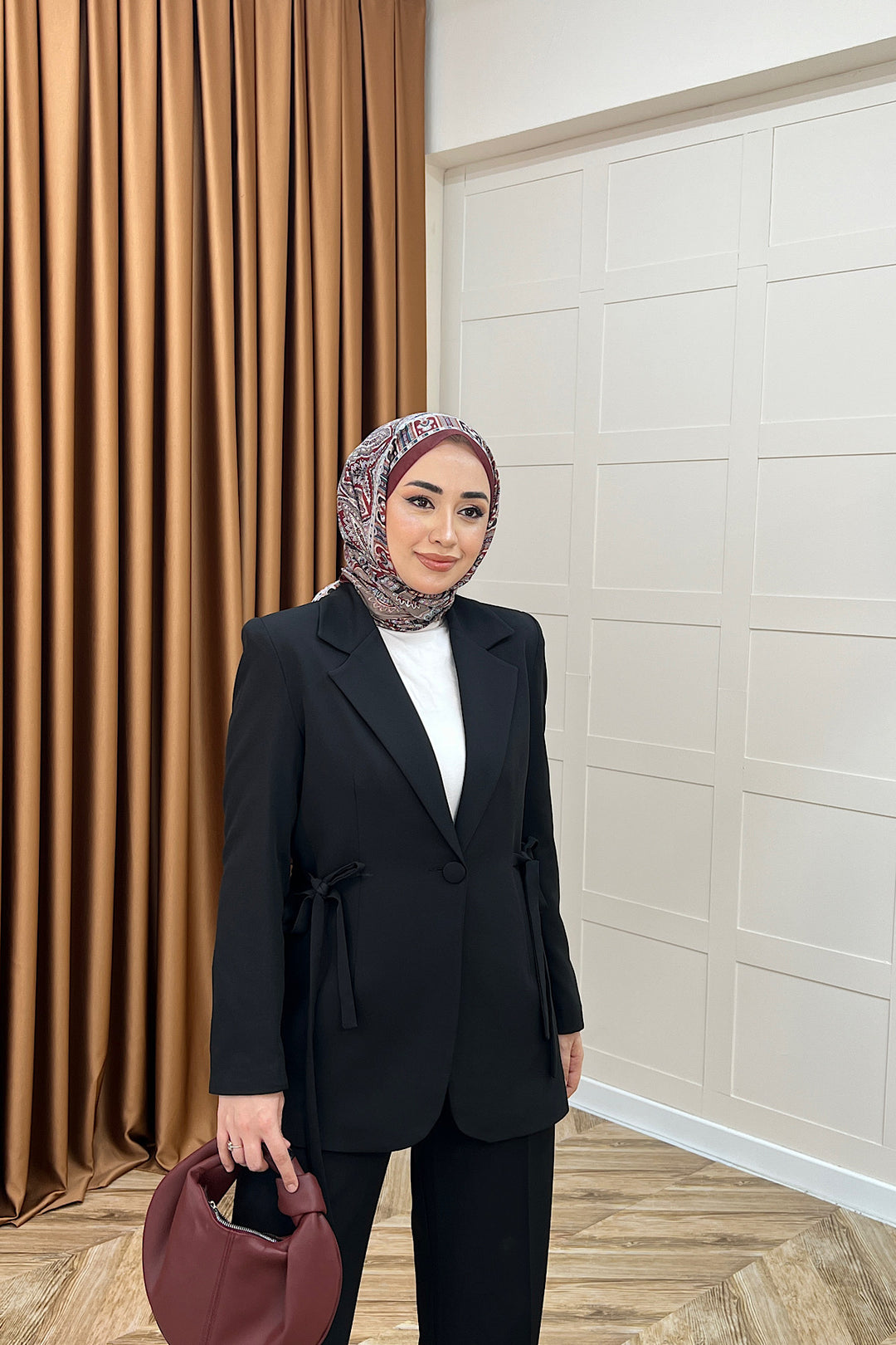 Zeina Bel Detay Ceketli Takım Siyah 06202-SIYAH