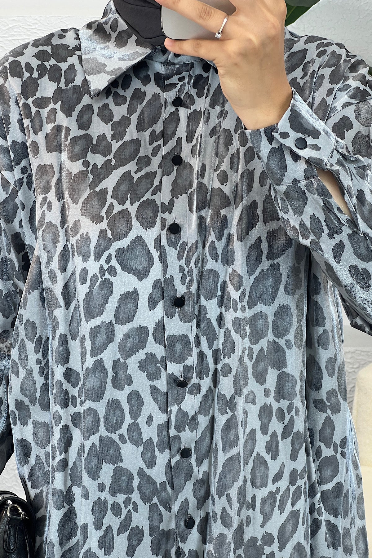 Leopar Desen İkili Takım Siyah 8516-SIYAH
