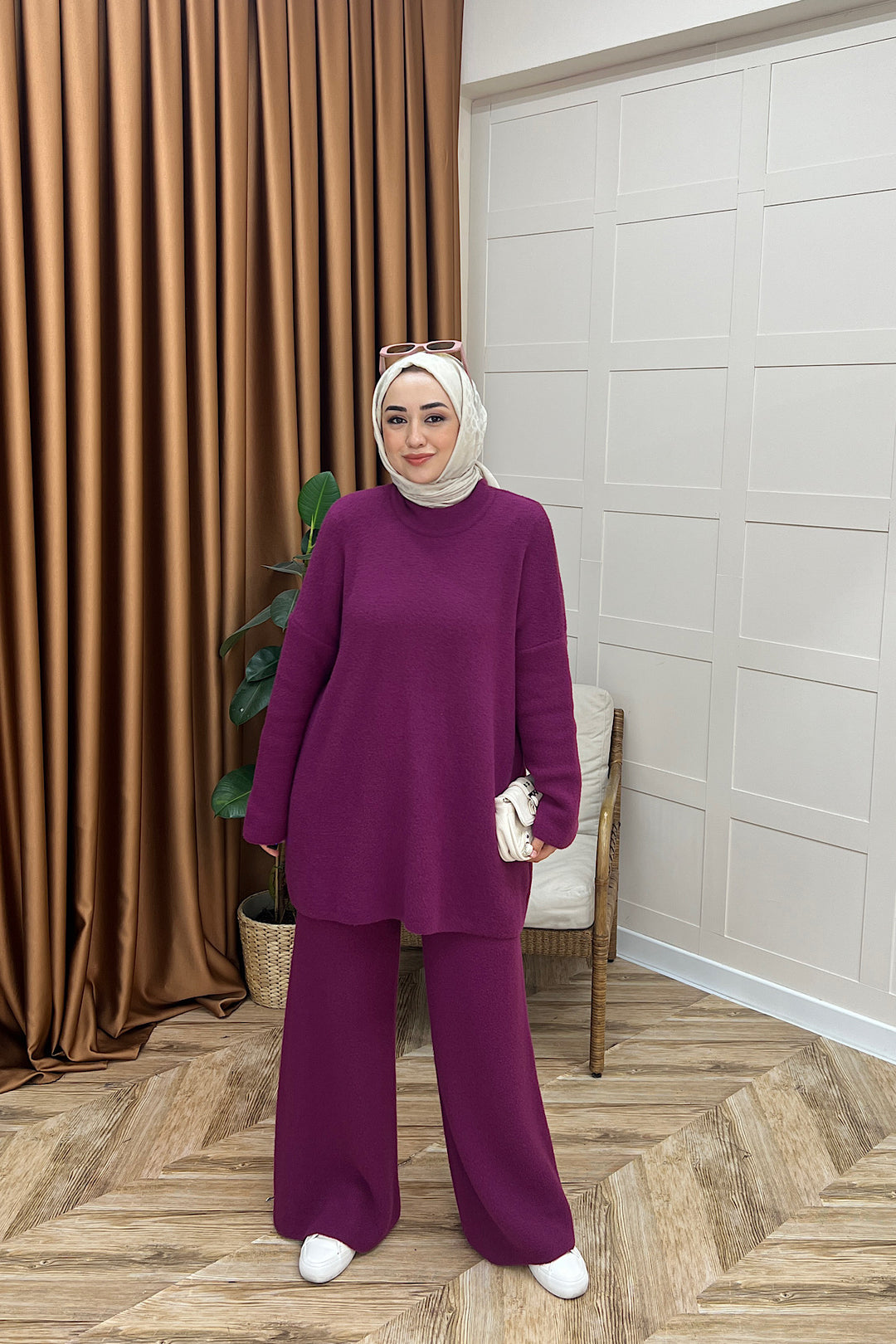 Dilşah Angora İkili Triko Takım Mürdüm 25650-MURDUM