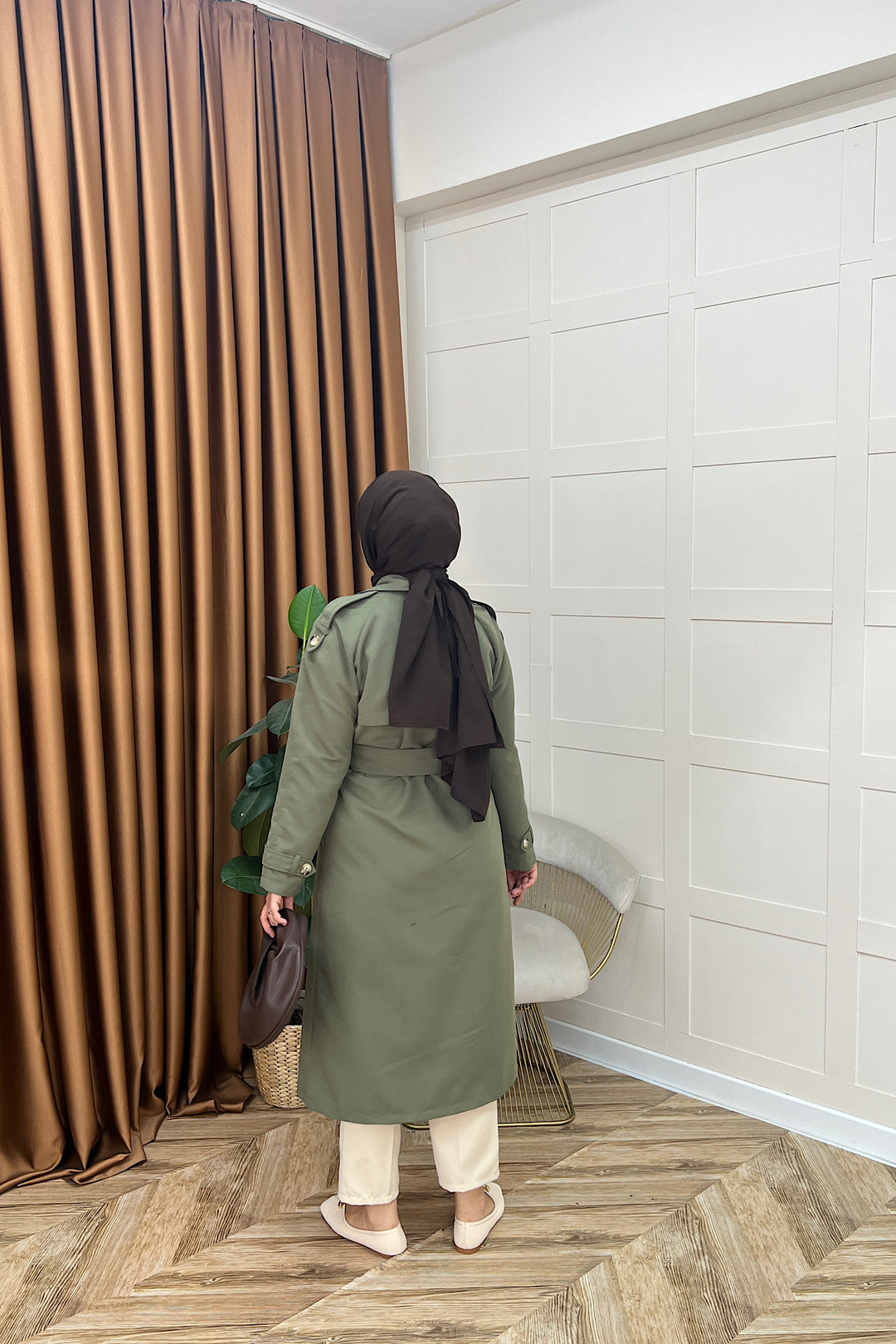 Hazel Astarlı Trençkot Haki 5532-HAKI