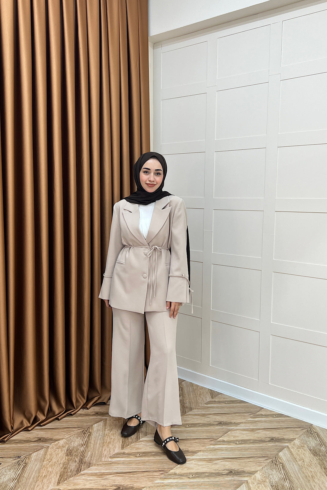 Kuşak Detay Ceket Takım Taş 5004-TAS