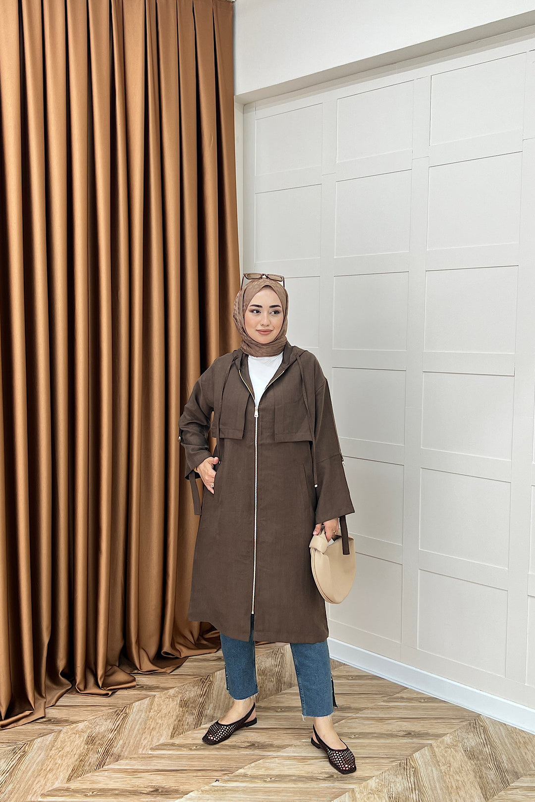 Zeva Fermuarlı Kap Kahverengi 6348-KAHVERENGI
