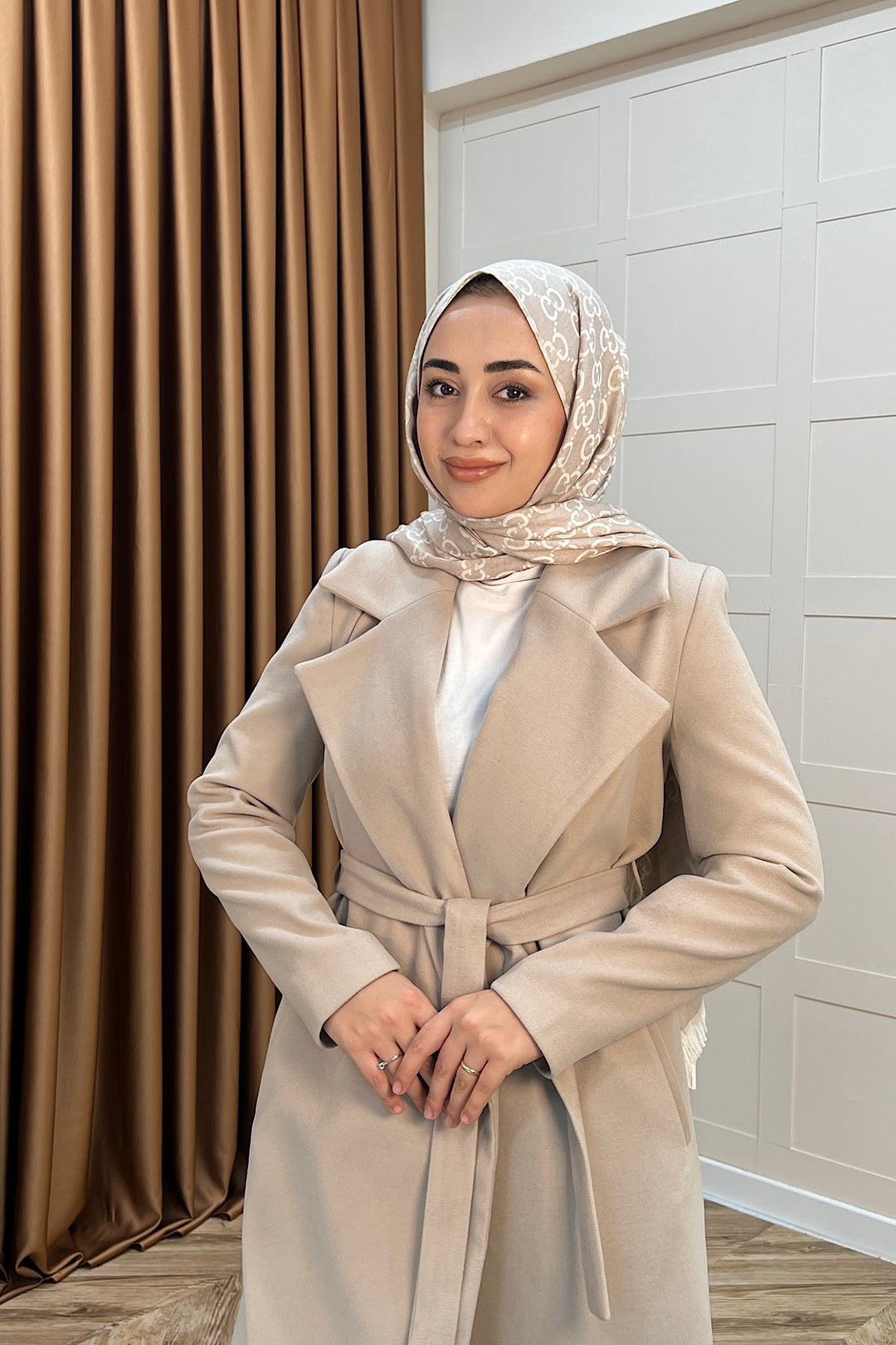 Premium Kuşaklı Kaşe Kaban Taş 5510-TAS