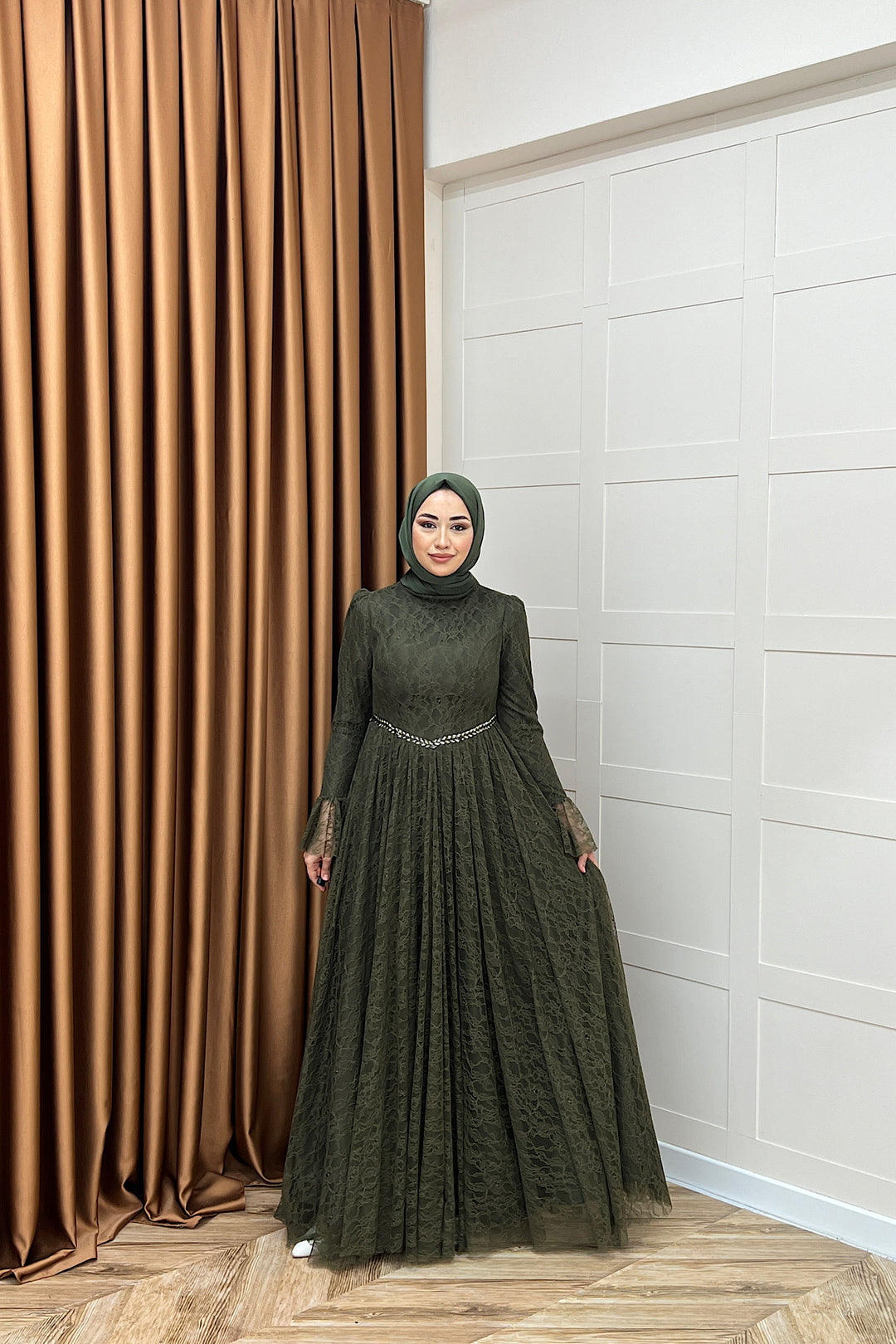 Elena Dantel Abiye Haki 03101-HAKI