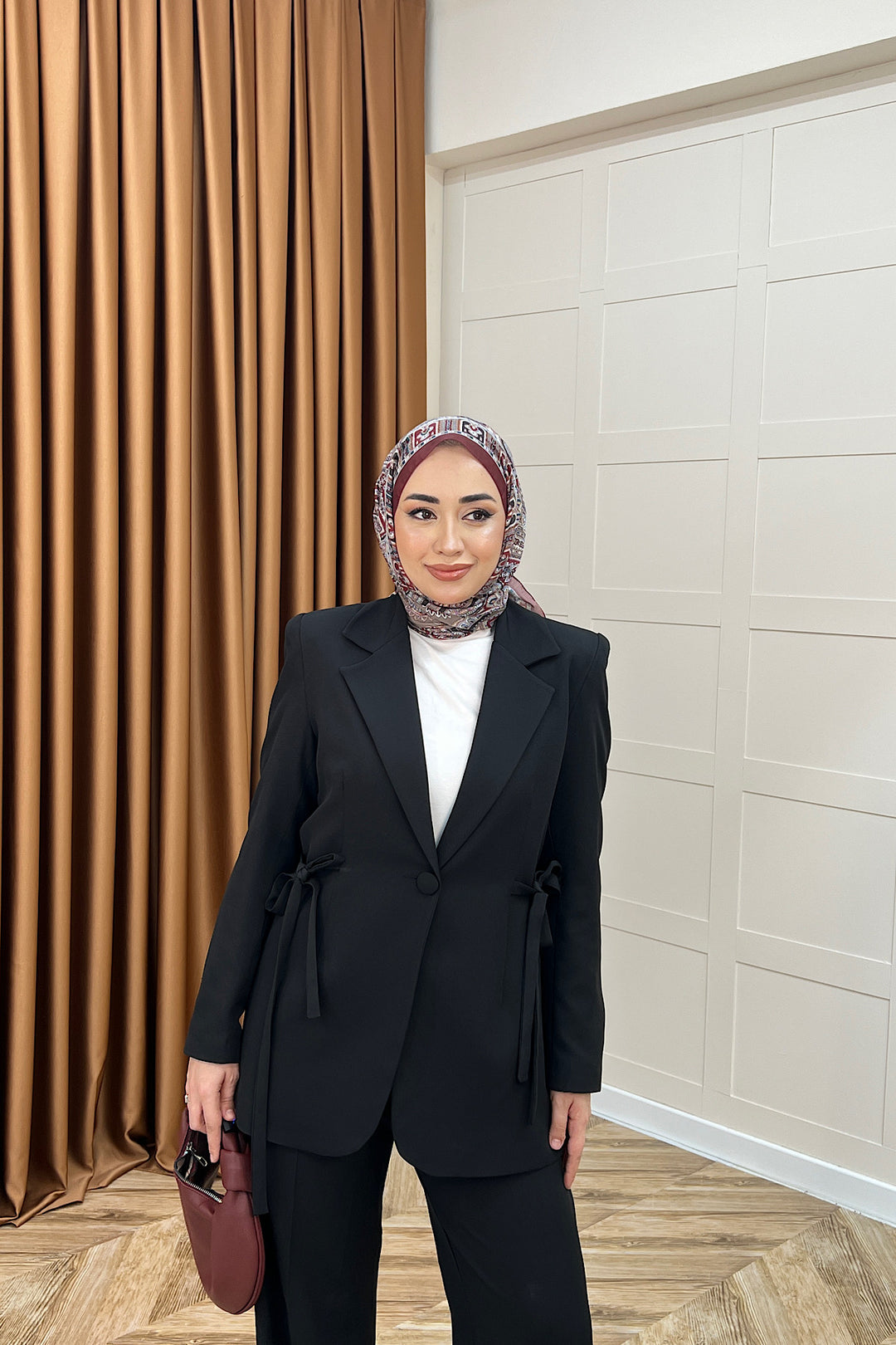 Zeina Bel Detay Ceketli Takım Siyah 06202-SIYAH