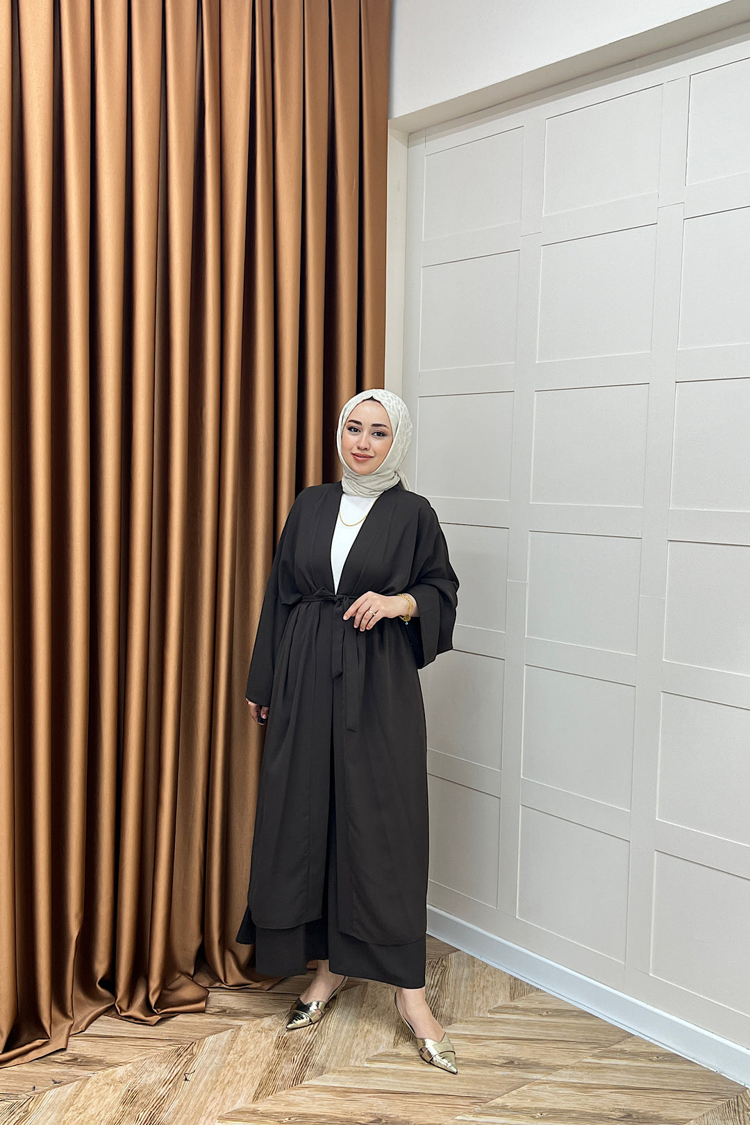 Mina İkili Kimono Takım Kahverengi 8571-KAHVERENGI