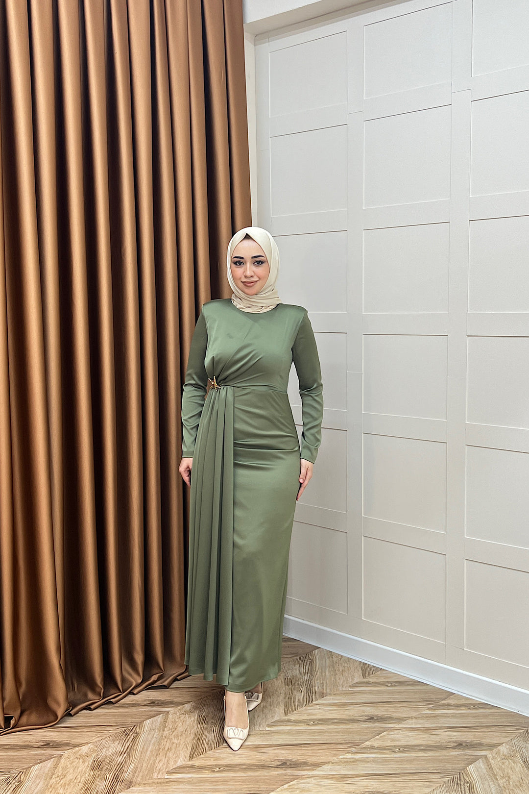 Hazel Saten Abiye Yeşil 3084-YESIL