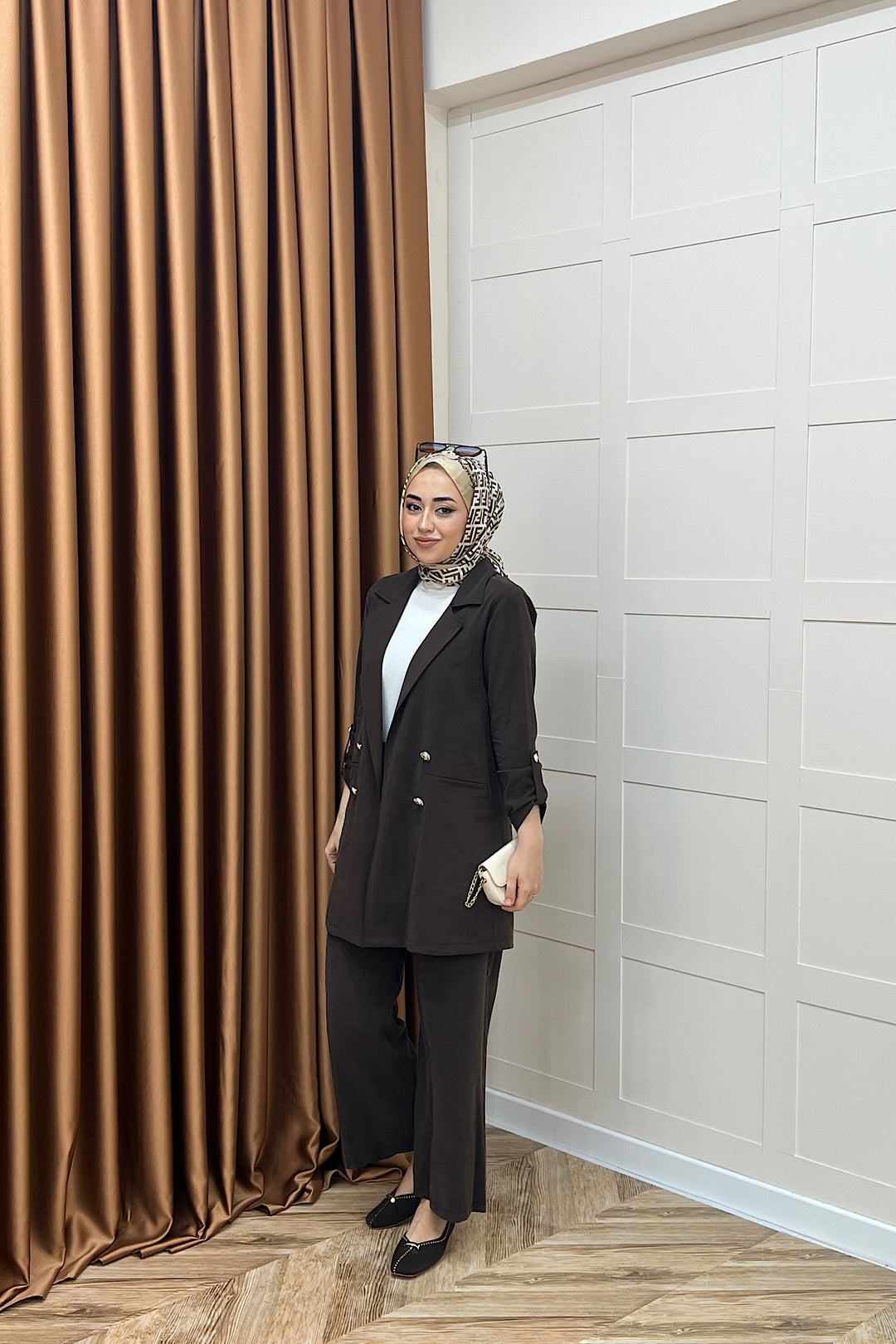Sandra Ceketli Takım Kahverengi 5003-KAHVERENGI