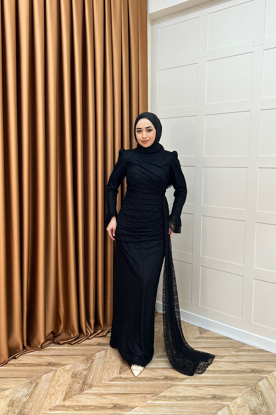 Serena Dantel Balık Abiye Siyah 3082-SIYAH