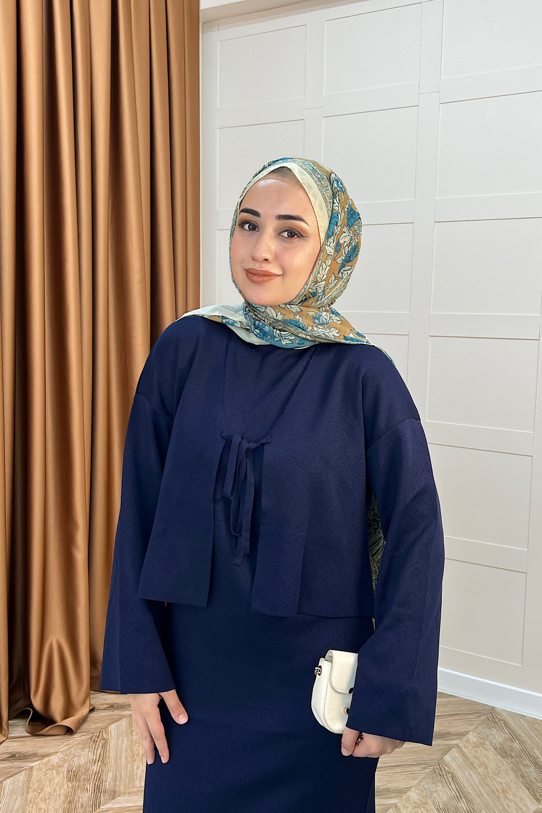 Ester Croplu İkili Triko Elbise Lacivert 25160-LACIVERT