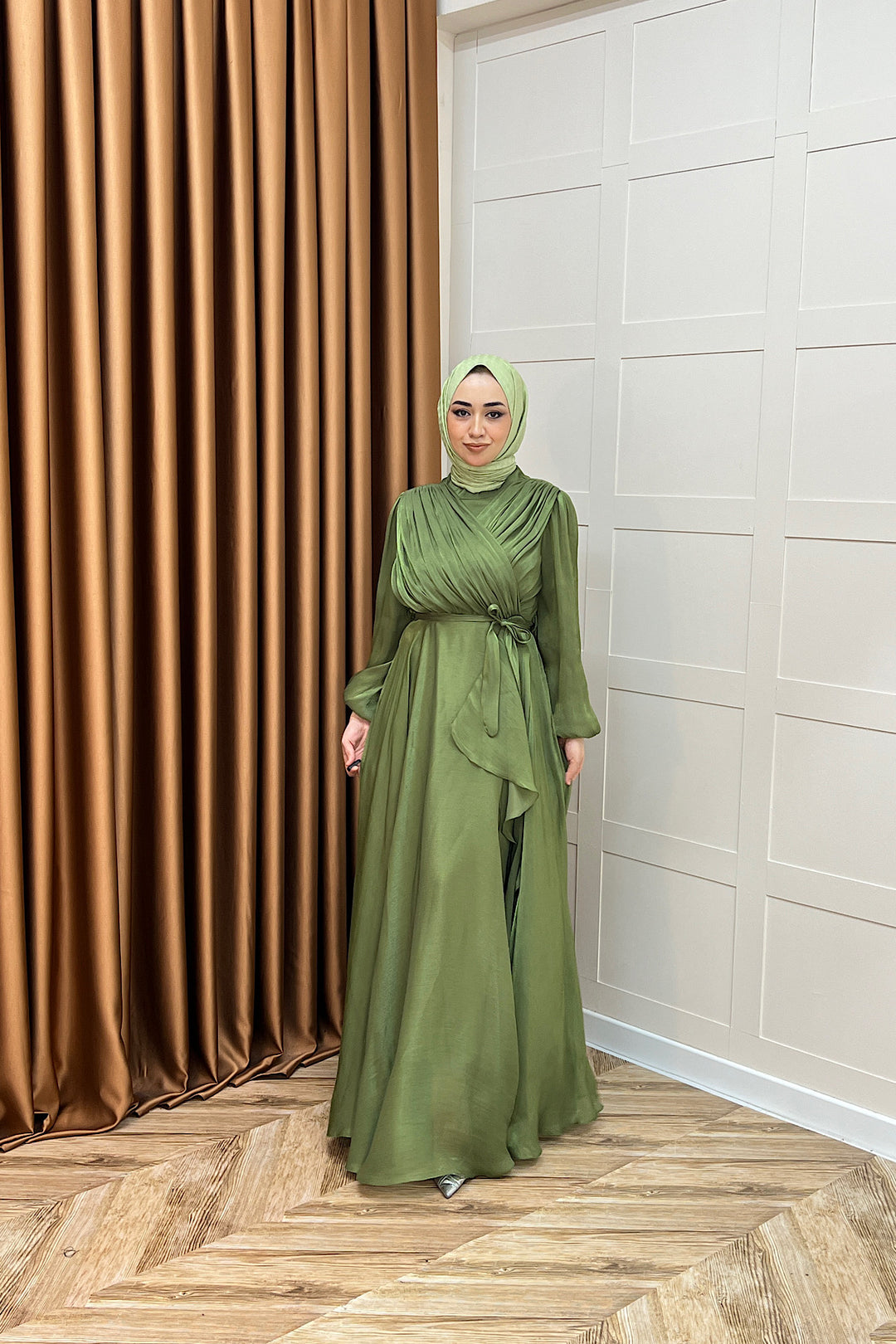 Luna Saten Abiye Yeşil 3072-YESIL