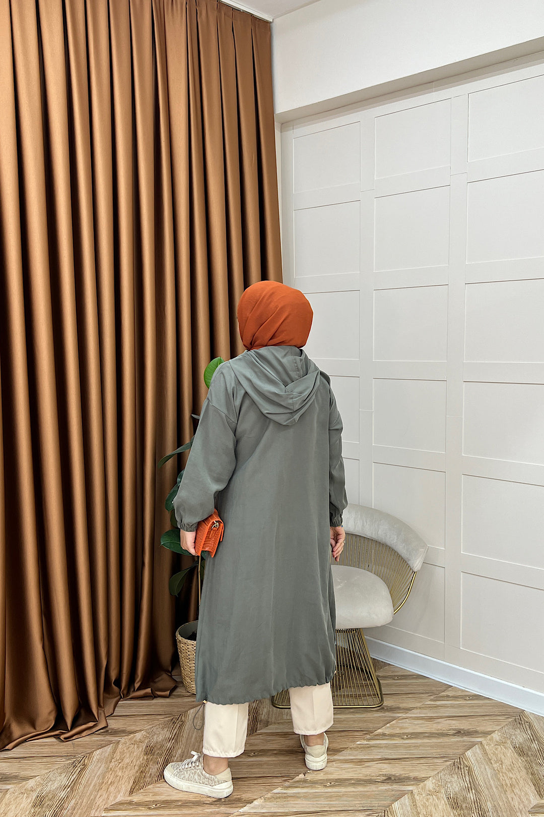004-Liana Düğmeli Kap Haki 004-HAKI