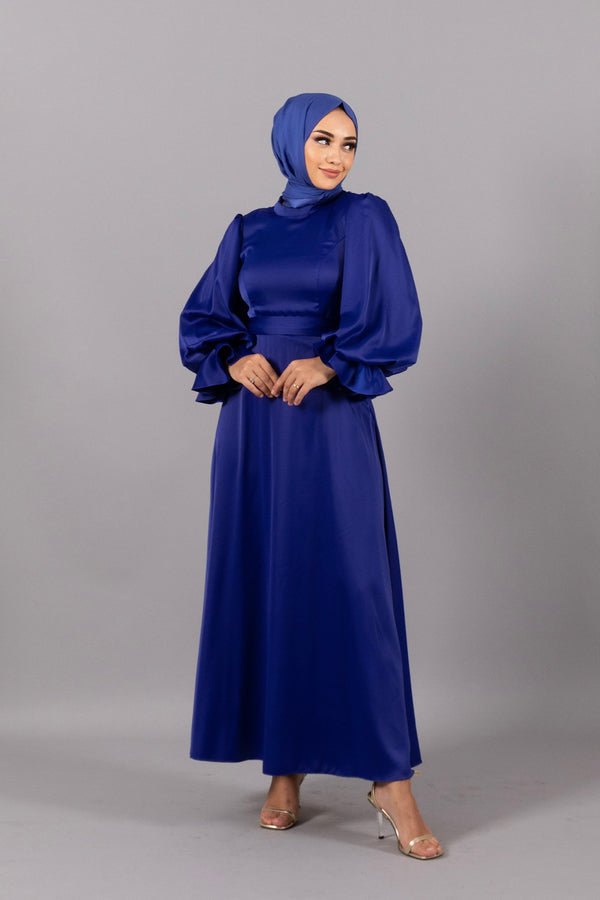 Flora Bilek Detay Saten Abiye Saks 4978-SAKS