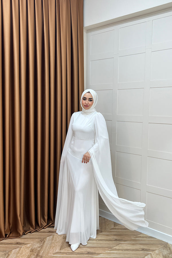 Lucca Saten Garnili Abiye Beyaz 3077-BEYAZ